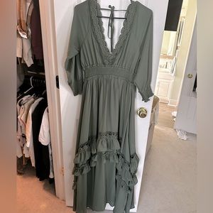 Baltic Born Pippa Ruffle Maxi Dress in Dusty Green